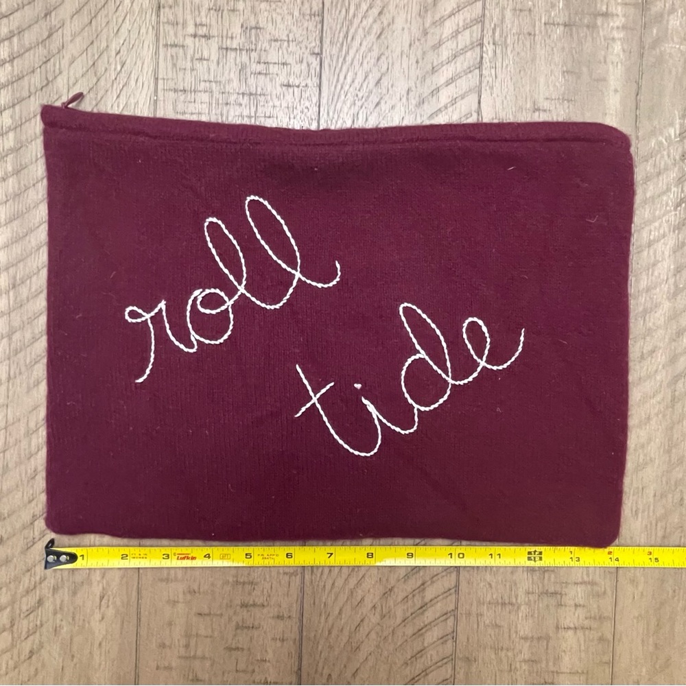 LINGUA FRANCA Cashmere Travel Pouch Bag only. Alabama Roll Tide. Top Zip.